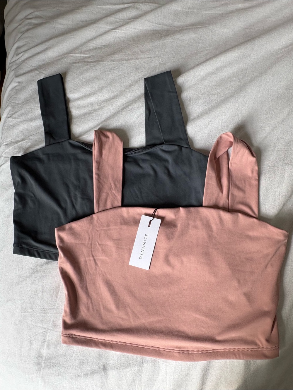 2 for 1! Dynamite Square Crop Top Duo — Dusty Rose (NWT) & Charcoal grey